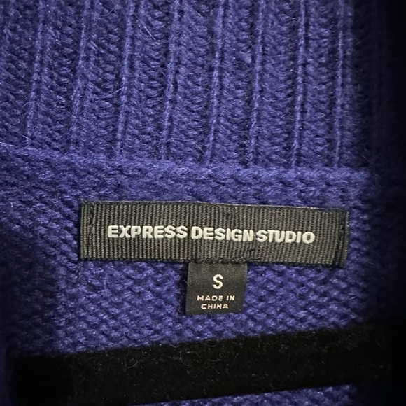 Express Angora Blend Blue Cowl Turtleneck Dolan Sleeve Sweater Small Oversized - Picture 8 of 8